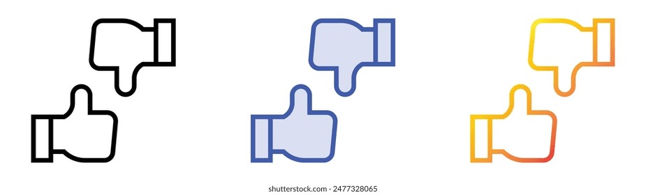 hand gesture icon. Linear, Blue Fill and Gradient Style Design Isolated On White Background