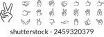 Hand gesture icon set. Editable stroke icons collection illustration vector.