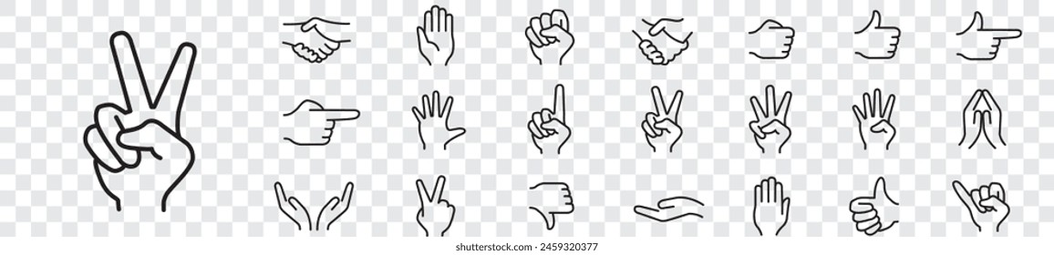 Hand gesture icon set. Editable stroke icons collection illustration vector.