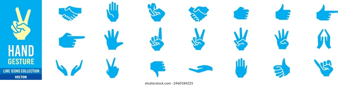 Hand gesture icon set. Editable stroke icons collection illustration vector.
