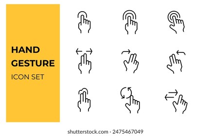 Conjunto de iconos de gesto de mano. Vector plano