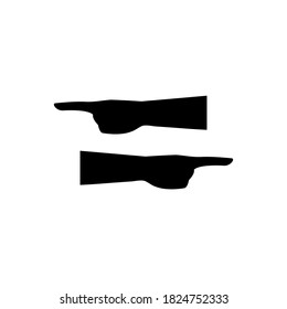 Hand gesture icon set. Hands pointing with index finger illustration. Black arm showing  silhouette.