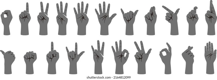 Hand-Gesten-Symbol-Set, Vektorgrafik