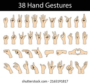 hand gesture icon set, vector illustration