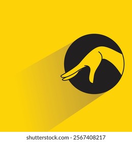 hand gesture icon with shadow on yellow background