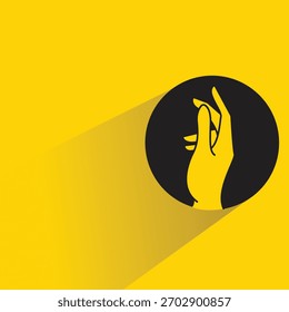 hand gesture icon with shadow yellow background
