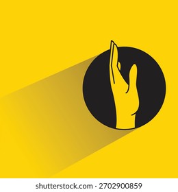 hand gesture icon with shadow yellow background