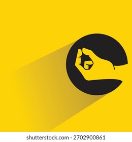 hand gesture icon with shadow yellow background