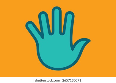 Icono del gesto de la mano que muestra la palma abierta en el fondo naranja vibrante