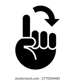 Hand gesture icon showing refresh or restart action with circular arrow