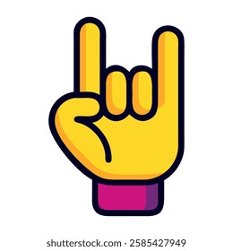 A hand gesture icon symbolizing rock and roll spirit