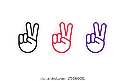 Hand gesture icon. Victory sign. Vector on isolated white background. EPS 10