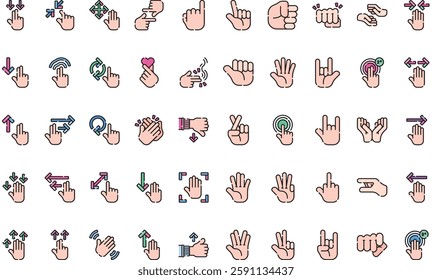 Hand gesture icons High-Quality Vector Icons Collection with Editable Stroke. Ideal for Professional and Creative Projects.