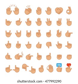 Hand gesture icons set flat style for your app design project. Vector Illustration