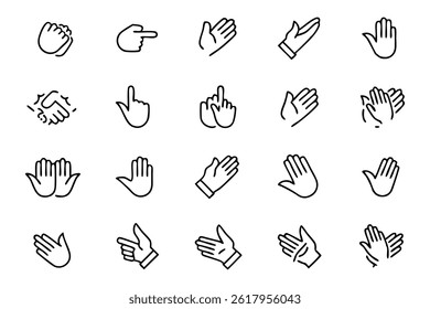 Hand Gesture Icons Set  Minimal Line Style Symbol Collection for UI, UX  Graphic Design
