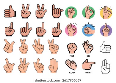 Hand Gesture Icons Set  Minimal Line Style Symbol Collection for UI, UX  Graphic Design
