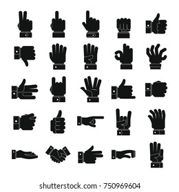 Hand gesture icons set. Simple illustration of 25 hand gesture vector icons for web