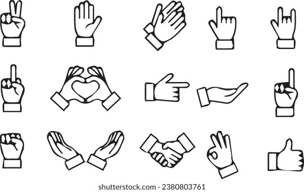 Hand  gesture icons and symbols 