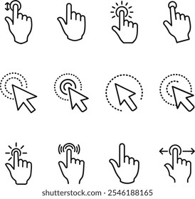 Ícones de gestos de mão para a interface Touchscreen