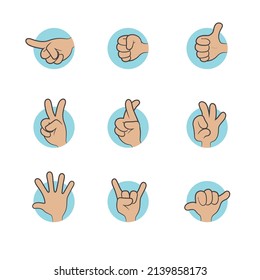 vector de colección de ilustraciones de gestos de mano