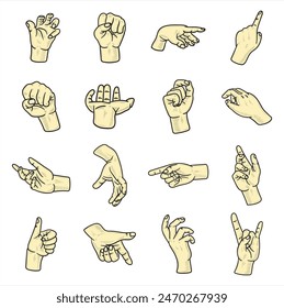 Hand Gesture Illustration Colored Set