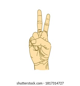 hand gesture illustration vector with line art