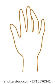Imagen de gestos de la mano. La palma apunta o da algo. Estilo de arte de línea aislado mano humana.