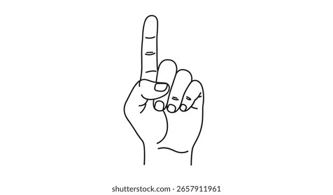 A Hand Gesture Indicating One Finger Upwards And Other Fingers Folded