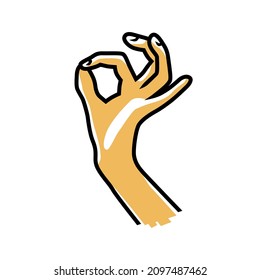 Un gesto de mano que indica bien hecho o acuerdo. Imagen vectorial.