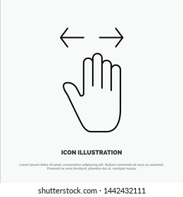 Hand, Gesture, Left, Right, zoom out Line Icon Vector