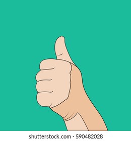 Hand gesture like, cartoon flat illustration on color background