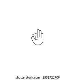 Hand gesture line icon design isolated on white background. Finger.