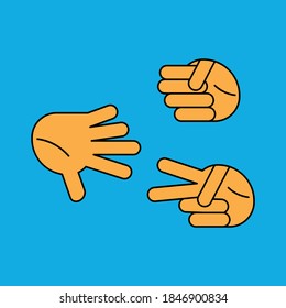 Hand gesture line icon. Raffle sign with scissors, rock and paper vector illustration.