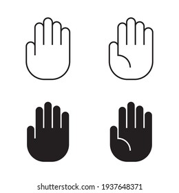 Hand gesture line icon set in modern geometric style with construction lines. Isolated vector illustration of human hands.