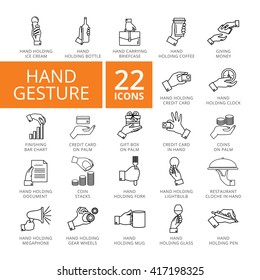 Hand Gesture Line Icon set.