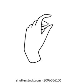 Hand gesture linear vector illustration. Thin female palm as a symbol of blessing, grace, mercy, farewell, prayer and gratitude