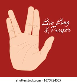 Hand gesture live long and prosper. Vector illustration