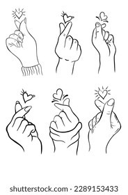 Hand Gesture With Love, Hand Draw, Line Art