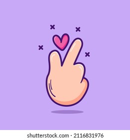Hand gesture love sign vector cartoon icon illustration. outline icon. isolated