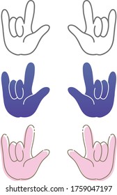 Hand gesture, i love you - sign set