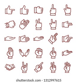 hand gesture. minimal thin line web icon set. simple vector illustration outline. concept for infographic, website or app.