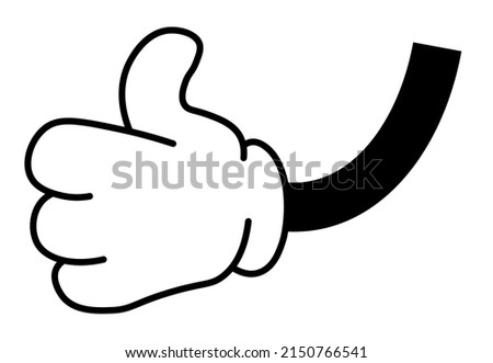 Hand gesture, non verbal communication and symbols. Isolated icon of thumb up, like and approval. Good review and satisfaction agreement. Minimalist simple cartoon character arm. Vector in flat style