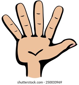 Hand gesture number five closeup isolated on a white background