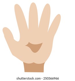 Hand gesture number five closeup isolated on a white background