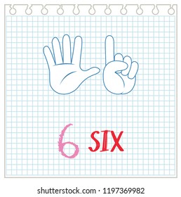 Hand gesture number notebook background illustration