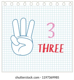 Hand gesture number notebook background illustration