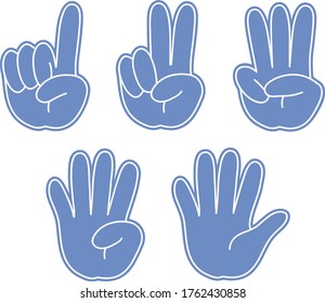 Hand gesture, number - sign set