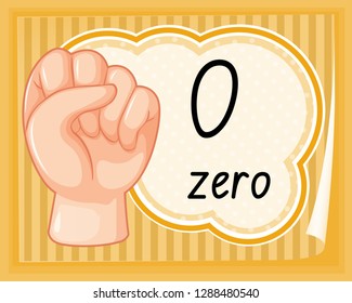 Ilustración cero del número de gesto de mano