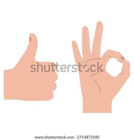 hand gesture OK alright progress flat color vector illustration template design