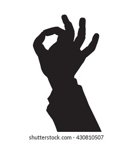 hand gesture OK black silhouette figure